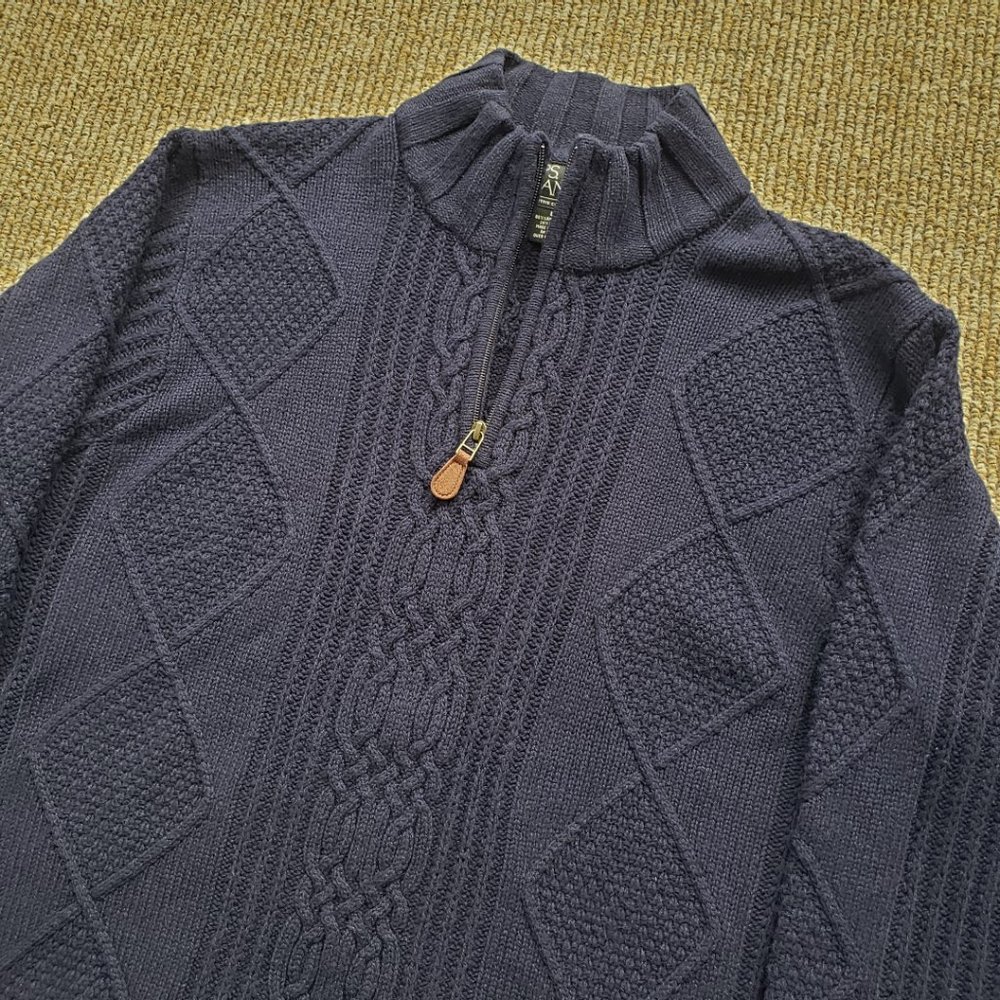 SOLD ๐ Lambs Wool Chunky Knit Fisherman Sweater Men's Large - Picture 4 of 9